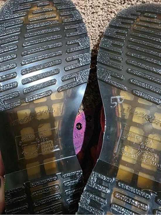 Dr. Martens Pink and Black Suede Lace-Up Boots - Picture 4 of 4